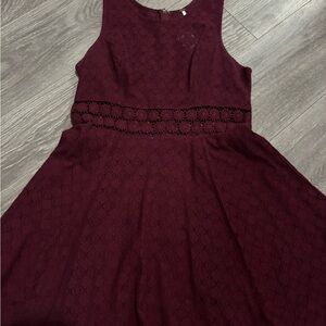 Free People  Lace Deep Burgundy Mini Dress